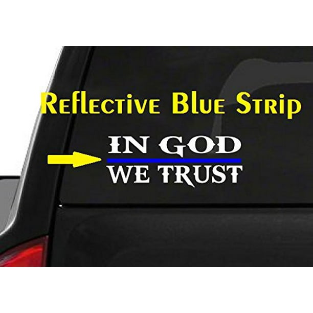 In God We Trust USA Thin Blue Line America Vinyl Decal Bumper Sticker 3.75"x7.5"